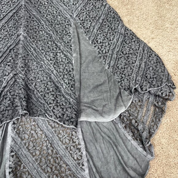 POL Dress Womens L Gray Bohemian Fairy Festival Boho Shark Bite Lace Flowy Midi - Picture 6 of 8